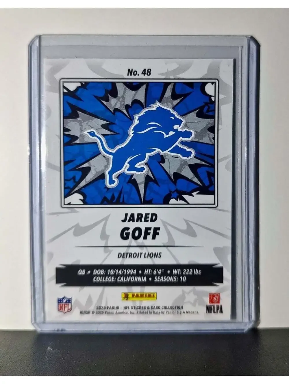 Jared Goff 2025 Panini NFL #48 Foil Sticker Card Detroit Lions